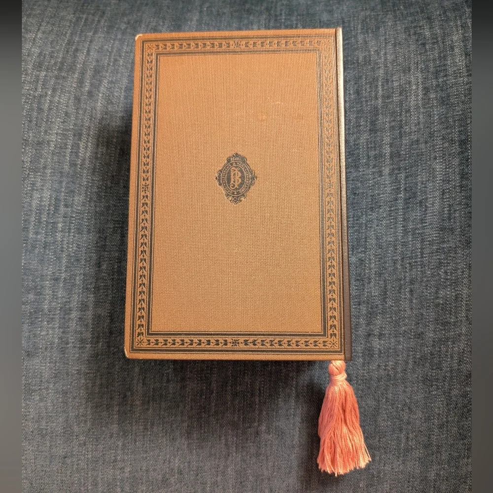 Vintage Brown Hard Cover Book Clutch With Pink Tassel - Picture 7 of 10